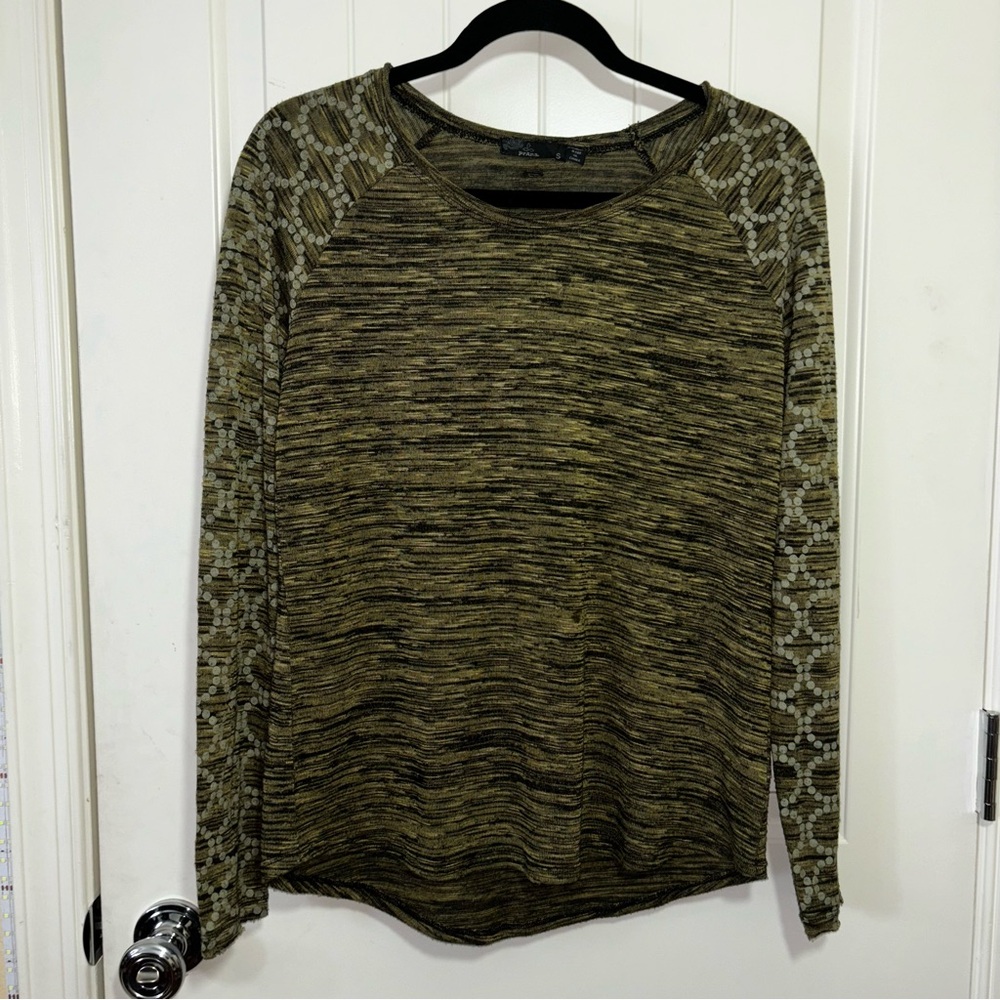 Prana light sweater Size Small Olive Green B8